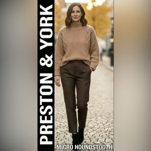 Preston & York Classic Brown Micro Houndstooth Fully Lined Trousers Size Medium